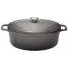 Image de Cocotte ovale 29 cm gris caviar interieur noir - Chasseur - Gris - Fonte émaillée