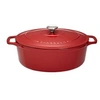 Image de Cocotte ovale 33 cm rouge uni interieur sable - Chasseur - Rouge - Fonte émaillée