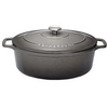 Image de Cocotte ovale 33 cm gris caviar intérieur noir - Chasseur - Gris - Fonte émaillée