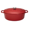 Image de Cocotte ovale 35 cm rouge uni interieur sable - Chasseur - Rouge - Fonte émaillée