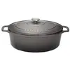Image de Cocotte ovale 35 cm gris caviar interieur noir - Chasseur - Gris - Fonte émaillée