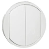 Image de Enjoliveur large CELIANE pour double interrupteur, va-et-vient ou poussoir blanc sans voyant - - 068002