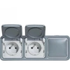 Image de - Double prise 2P+T 16A + obturateur complet saillie - Plexo - gris
