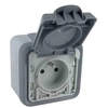 Image de - Prise avec terre Plexo apparent - Volet Ip 55 Ouverture Auto - Gris