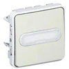 Image de poussoir avec porte-étiquette 10a composable avec enjoliveur plexo blanc leg69950