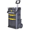 Image de Stanley Stst1-79231 Servante modulo 2 en 1 avec Boîte À Outils et Organiseur - Dimensions 53 x 75.60 x 32 cm - 59 Litres - Poignée Télescopique avec Revêtement Bi matière, Noir en occasion ou reconditionné