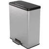 Image de CURVER Poubelle Deco Rectangular Duo 65L, Gris métallisé, 48,6x28,4x61,5 cm, 100% matière recyclée(Version précedente) en occasion ou reconditionné