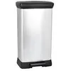 Image de | poubelle a pédale 50l, aspect métal, plastique recyclé