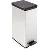 Image de Curver Slim Bin - Poubelle rectangulaire à pédale, 40L - Fermeture Douce - Aspect Métal - Pour Cuisine, Bureau, Salle de Bain - 39,3 x 25 x 60,7 cm - Gris -Recyclé en occasion ou reconditionné