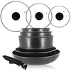 Image de MENASTYL - Set de 10 pièces   2 poêles 24/28 cm + 3 casseroles 16/18 / 20 cm + 3 couvercles 20/24 / 28 cm + 1 poignée amovible - 6020286 en occasion ou reconditionné