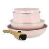 Image de MENASTYL - Batterie de Cuisine Amovible Empilable - Tous Feux Dont Induction - Revêtement Céramique Antiadhésif sans PFAS - Gamme Colorama - Couleur Rose - 2 Poêles + 2 Casseroles + 1 Poignée en occasion ou reconditionné