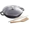 Image de Wok 30 cm noir mat fonte émaillée 4,4 l staub staub-1312923