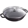 Image de Staub Spécialités 30 cm, Wok avec couvercle en verre, Noir mat