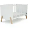 Image de - Lit bébé évolutif en bois PIRATE Blanc et Hêtre Verni 70 x 140 cm