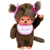 Image de Monchhichi - Peluche Fille Bavoir Blanc Surpique De Rose 20 Cm