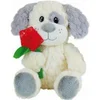 Image de Peluche avec fleur Jemini Valentin Chien Blanc 14x13x25 cm 100866