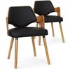 Image de Chaise bois naturel et simili noir Diva - Lot de 2