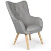 Image de Fauteuil tissu gris et pieds bois clair Kallyr