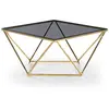 Image de Menzzo Table Basse Louane en Verre Fumé et Pieds Dorés   Table de Salon Design Moderne   L80 x P80 x H45,5 cm en occasion ou reconditionné