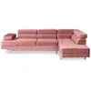Image de Canape angle relax menzzo 5 places en velours rose 163 x 260 x 72 cm