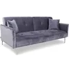 Image de Canape droit 3 places en velours gris 92 x 191 x 77 cm