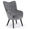 Image de Fauteuil velours gris et pieds bois noir Kallyr