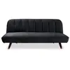 Image de Canape droit menzzo 3 places en velours noir 76 x 180 x 85 cm