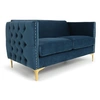 Image de Canape droit menzzo 2 places en velours bleu 70 x 145 x 74 cm