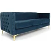 Image de Canape droit menzzo 3 places en velours bleu 70 x 204 x 74 cm