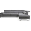 Image de Canape angle fixe en.casa 5 places en velours gris 180 x 260 x 72 cm