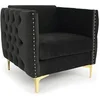 Image de Fauteuil velours noir et pieds métal doré Josua