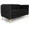 Image de Canape droit menzzo 2 places en velours noir 70 x 145 x 74 cm
