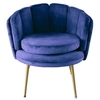 Image de Fauteuil velours bleu et pieds métal doré Ranni
