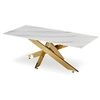 Image de Table basse verre effet marbre blanc et pieds métal doré Leana