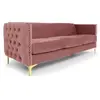 Image de Canape droit menzzo 3 places en velours rose 70 x 204 x 74 cm