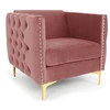 Image de Fauteuil velours rose et pieds métal doré Josua