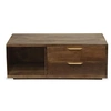 Image de Table basse bois massif foncé et métal doré Orlène 110 cm