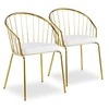 Image de Chaise avec accoudoirs métal doré et assise simili blanc Vintel - Lot de 2