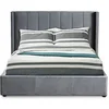 Image de Lit coffre 140x190 cm velours gris capitonné Loria