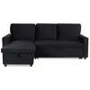 Image de Canape angle fixe menzzo 4 places en velours noir 133 x 215 x 83 cm