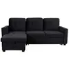 Image de Canape angle fixe paris prix 4 places en velours noir 159 x 230 x 94 cm