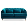 Image de Canape droit menzzo 2 places en velours bleu 86 x 146 x 71 cm