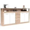 Image de Buffet 4 Portes & 4 Tiroirs "Luna" 190cm Naturel & Blanc