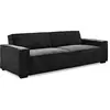 Image de Canape droit menzzo 3 places en velours noir 94 x 230 x 75 cm