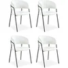 Image de Lot de 4 Chaises en Bouclette "Batora" 79cm Crème & Noir