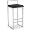 Image de Tabouret de Bar Velours "Dakota" 80cm Noir & Argent