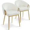 Image de Lot de 2 Chaises en Velours "Julia" 74cm Beige & Or
