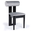 Image de Chaise en bois et velours gris H. 79 cm