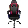 Image de Chaise de bureau gaming - Phantom - Eclairage RVB - Inclinaison 135° - Synthétique - Coussin lombaires et cervicaux - Noir