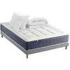 Image de Pack Matelas Ressort 7 zones + Mémoire de forme + Sommier KING STYLE + couette + oreillers Fabriqué en France 140 x 190 cm, Sommier Gris chiné